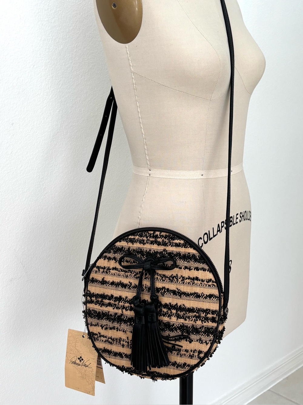 Patricia Nash Ebbe Sibari Canteen Crossbody Bag NWT Black Vegan Leather Accents